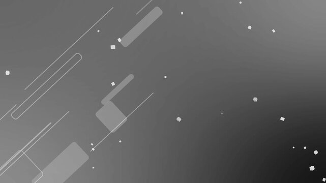 Abstract background with glowing geometric shapes lines and small floating dots animation