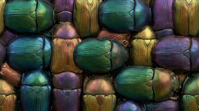 Shiny colorful jewel beetles pattern background