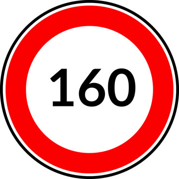 Circular Speed Limit 160 Sign Vector