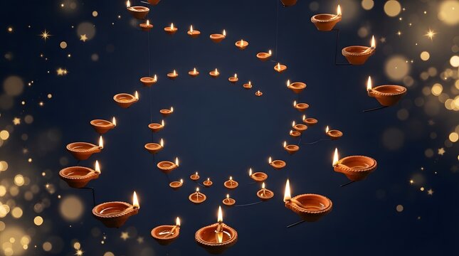 Abstract blurred lights in a dark atmospheric circular composition