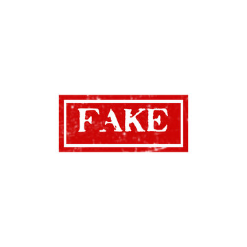 Red rectangular fake rubber stamp with grunge texture effect for marking documents as false or incorrect