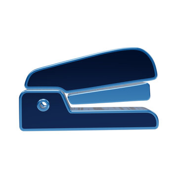 Modern blue office stapler icon isolated on transparent background for business and stationery design projects