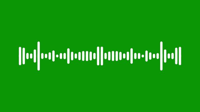White audio waveform spectrum animation, audio waves or sound frequency, Abstract wave motion equalizer, sound wave frequencies and animated equalizer patterns on green background. 4k video