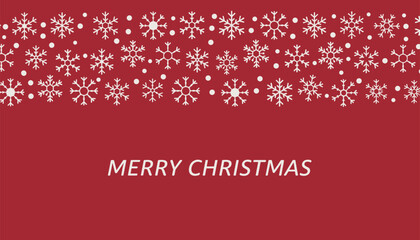 Fototapeta premium Classic red Christmas background with white snowflakes border pattern