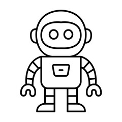 Obraz premium Cute Futuristic Robot Black and White Line Art Illustration, Artificial Intelligence and Technology Character