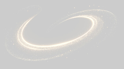 Golden light trail with sparkling glitter particles in an elliptical swirl. Glowing magic dust motion effect isolated on transparent background © Маша ОМЕЛЬЧЕНКО
