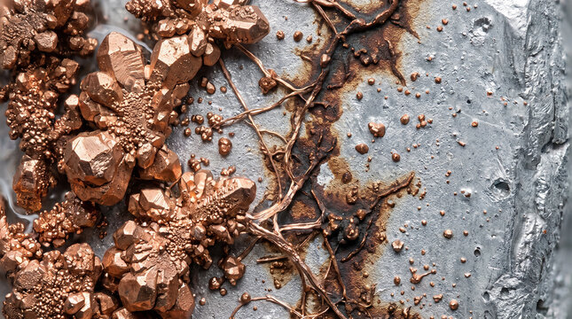 Ultra Realistic Metal Displacement Chemical Reaction Copper Crystal Growth Redox Reaction Scientific Abstract Background