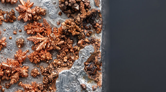 Ultra Realistic Metal Displacement Chemical Reaction Copper Crystal Growth Redox Reaction Scientific Abstract Background