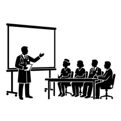 Fototapeta premium Doctor presenting medical research to colleagues in meeting