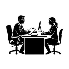Fototapeta premium Doctor consulting patient in medical office silhouette
