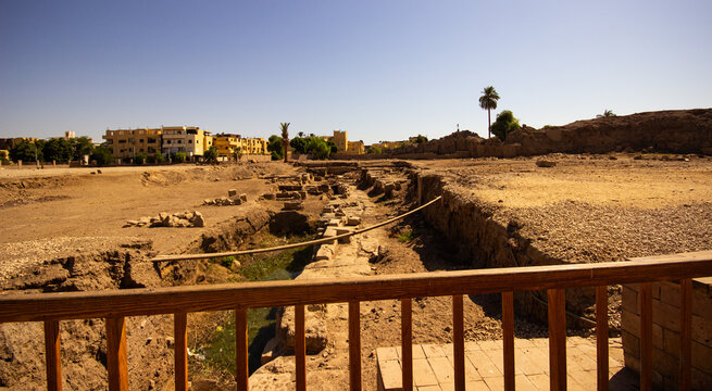 Historical monuments of Luxor, karnak temple, statues and columns in ancient buildings, Egypt