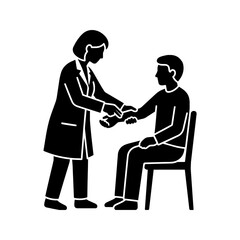 Obraz premium Doctor checking patient pulse glyph icon