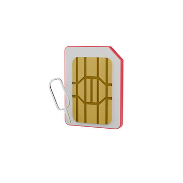 3D Gold Bank Card with Red Border and Silver sim ejector on Black Background