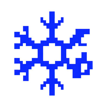 PNG Blue pixelated snowflake design.