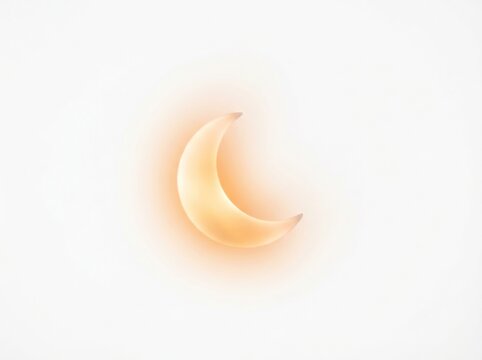 A soft, glowing crescent moon icon with a warm orange gradient, isolated on white background