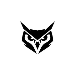 Obraz premium Geometric Angry Owl Head Logo Vector Illustration
