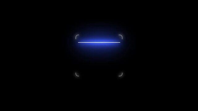 Glowing  neon square frame scanning with horizontal line on black background. Neon scanning frame animation on dark background. Neon scanning frame futuristic  Hud interface. security, scanner .