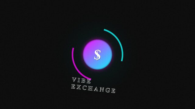 A glowing neon circle featuring a currency symbol represents the future of financial digital transactions within a creative marketplace platform designed for high speed trading of virtual assets