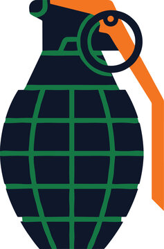 Military hand grenade vector icon with safety pin lever handle explosive weapon object illustration isolated on white background for war concepts