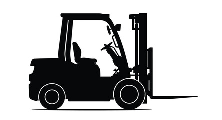 Fototapeta premium Forklift truck in black silhouette against a white background