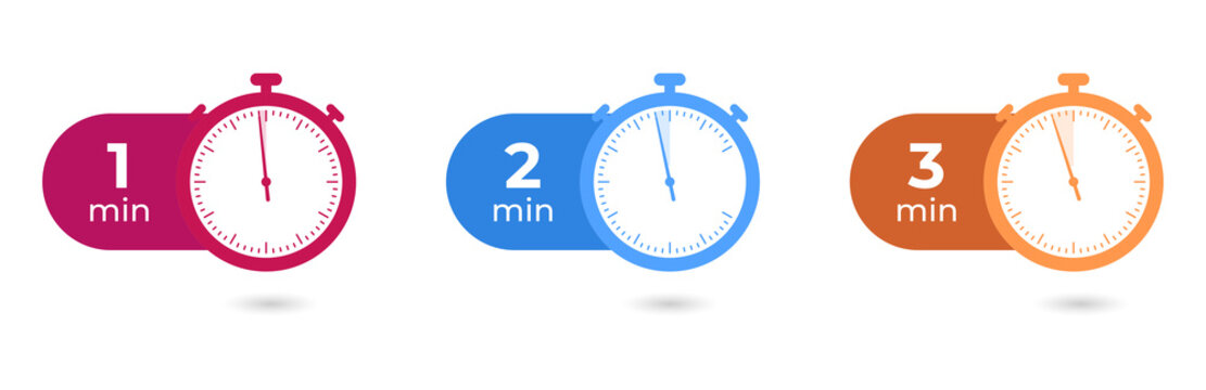 Colorful timer icons for time management and productivity on transparent background