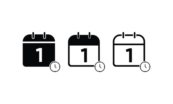date clock icon, vector 1 calendar date, vector calendar date 1, 1 calendar date icon vector