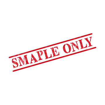 Red sample only rubber stamp impression text with diagonal lines on a simple document mark style design