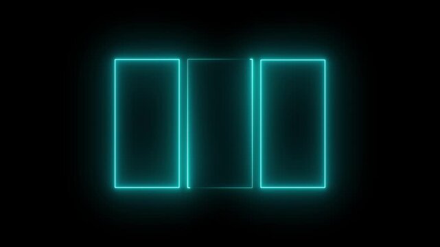 uturistic Glowing Neon Three Panel Frame Animation futuristic frame, three panel, triple frame, on Black Background .Animation of 4k video.