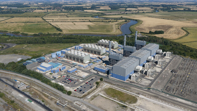 Aerial view of West Burton B Gas Power Station and Battery Storage Facility