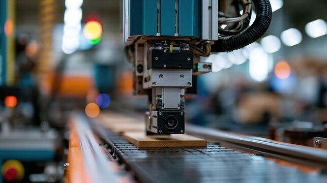 Automated quality control cell inspecting wooden parts with cameras on conveyor