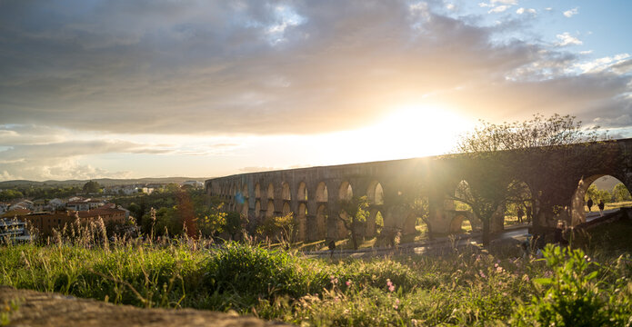 Aqueduct Arches at Sunset Elvas Portugal