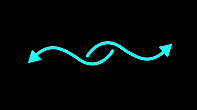 Minimalist animated double arrow black s-curve arrows on white background, for ui animation, Animation of 4k video.