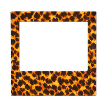 PNG Leopard print photo frame element.