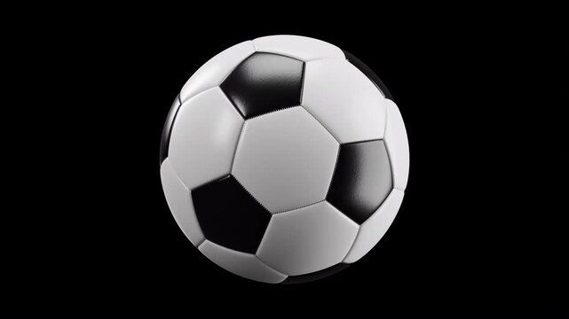 traditional black and white  soccer ball on black background. classic soccer ball. Football. 