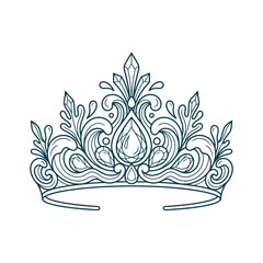 Elegant Royal Tiara Line Art Illustration © anak