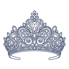 Elegant Royal Tiara Ornament with Intricate Filigree Diamond Details © anak