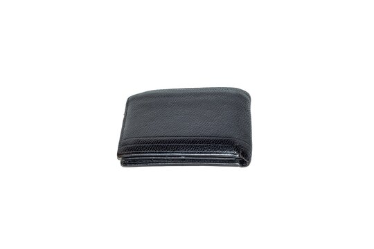 Small black rectangular carrying case wallet isolated on a pure white background