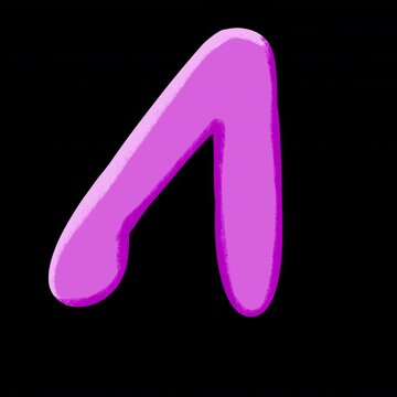 Magenta Number 4 2.5D Cel Shaded Liquid Morphing Typography Animation with Alpha Channel