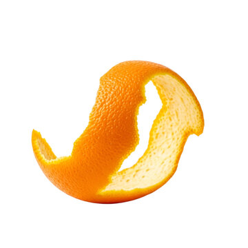 Vibrant orange peel curl high resolution citrus zest image for culinary and wellness applications