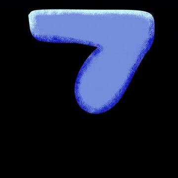 Blue Number 7 2.5D Cel Shaded Liquid Morphing Typography Animation with Alpha Channel