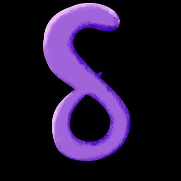 Purple Number 8 2.5D Cel Shaded Liquid Morphing Typography Animation with Alpha Channel