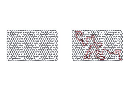 Abstract maze design with complex patterns and outlined shapes  