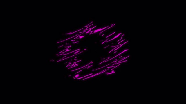 Brush stroke energy transition animation on transparent background. Hand drawn scribble impact overlay.