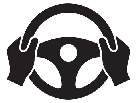 Hands on Steering Wheel Icon Driving Vehicle Control