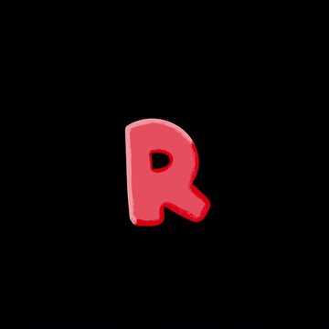 Red Alphabet R 2.5D Cel Shaded Puffy Bubble Typography Animation with Alpha Channel