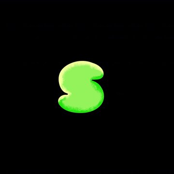 Green Alphabet S 2.5D Cel Shaded Puffy Bubble Typography Animation with Alpha Channel