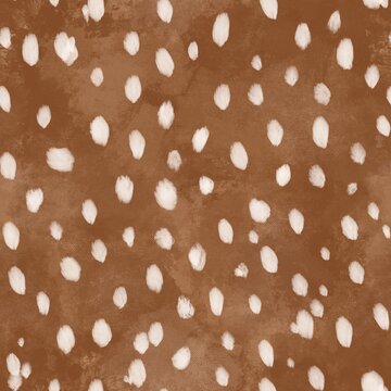 Seamless brown Fawn animal print Pattern with visible canvas texture