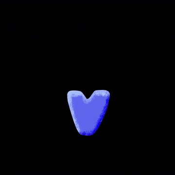 Blue Alphabet V 2.5D Cel Shaded Puffy Bubble Typography Animation with Alpha Channel