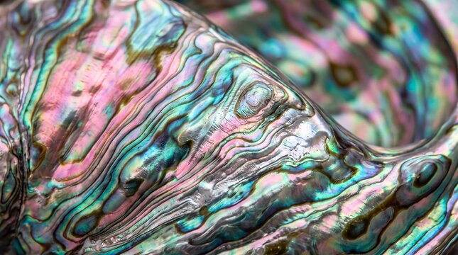 Iridescent Abalone Shell Texture Macro Background