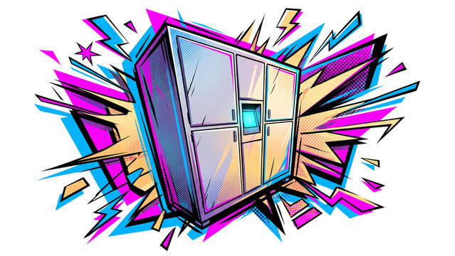Parcel locker illustration isolated PNG on transparent background